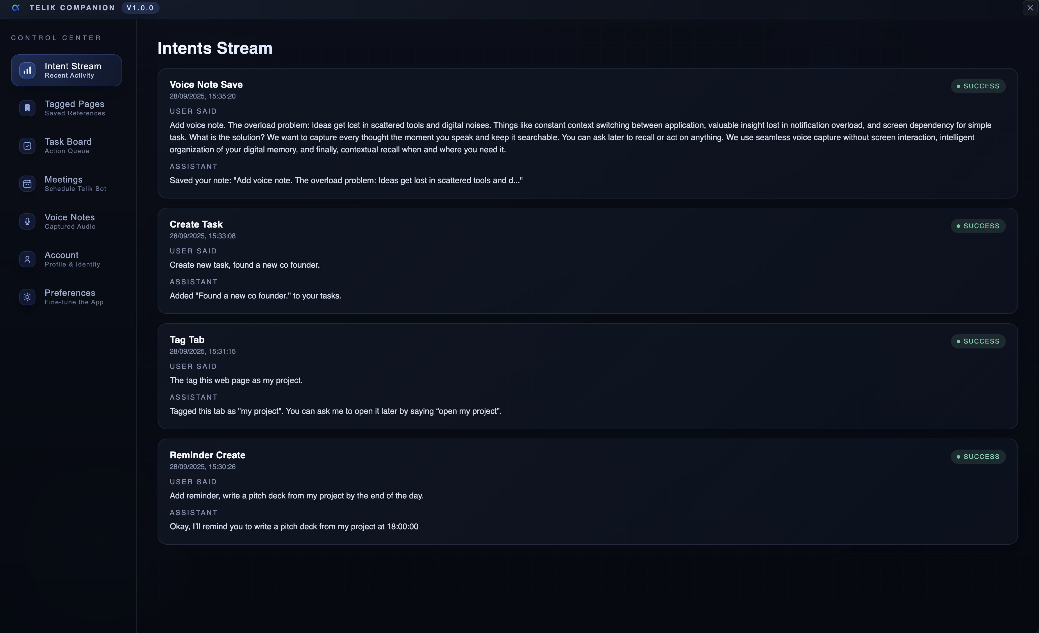 Intent Stream screenshot